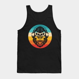 Retro Gorilla Headphones Tank Top